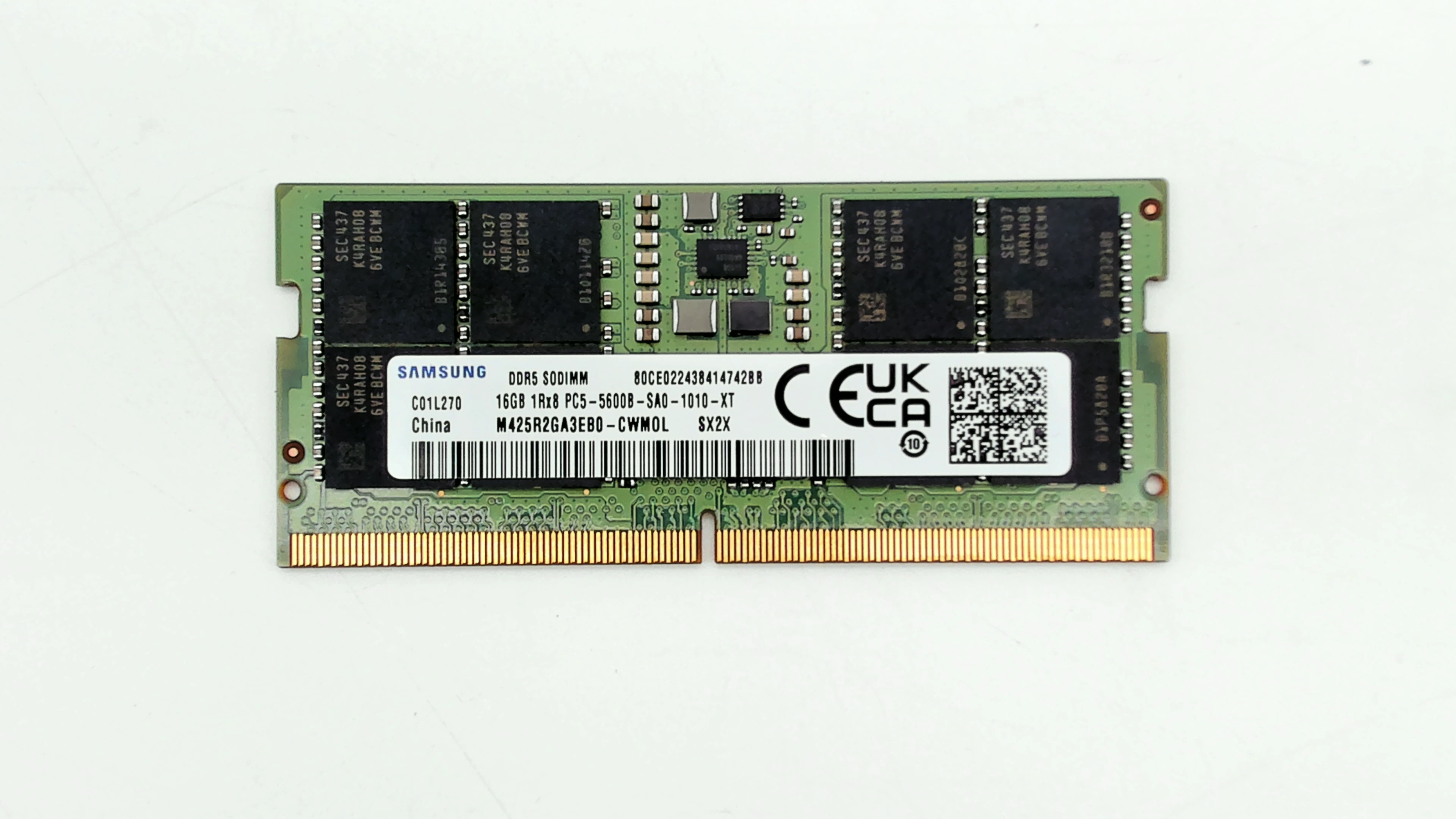 Samsung 16GB DDR5 5600MHz PC5-44800 CL46 SODIMM 1Rx8 Single Rank